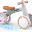 SEREED Colorful Lighting Baby Balance Bike, Toys for 1 Year Old Boys Girls, 12-24 Month Toddler Balance Bike with 4 Silence Wheels, First Birthday Gift (Green)