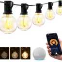 XMCOSY+ Smart Outdoor String Lights, 75Ft G40 Globe Patio Lights with 34 Dimmable LED Bulbs, WiFi & APP Control, Work with Alexa, Extendable Waterproof LED String Lights for Outside, Porch, Backyard