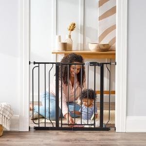 Regalo Safety 38" Baby Gate for Doorways & Bottom of Stairs, Pressure Mount Design for Babies, Toddlers & Pets, Tested & Safe for 30 Years, American Designed, American Owned (29-38.5"W x 30"H, Black)