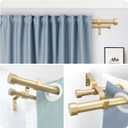OLV Gold Double Curtain Rods for Windows 36 to 72 Inch(3 to 6 Feet),1 Inch Adjustable Dual Curtain Rod, Heavy Duty Double Drapery Pole with End Cap Design for Living Room, Bedroom, Farmhouse