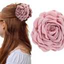 Women's Pink Fabric Flower Hair Clip, Medium Octopus Hair Clip with Rose Charm, Strong Grip, Non-slip Jaw Clips for Thick and Medium Hair, Hair Accessories 1pcs