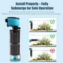 Submersible Aquarium Filter, Upgraded 50-150 Gallon Fish Tank Filter with Fish Guard, Internal Whisper Pump for Turtle Tank, Debris Tray, Check Valve, Fresh/Saltwater, 12-Inch