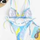 ZAFUL Womens High Cut Thong Bikini Set Swimsuits Cami String Sexy Bathing Suit (L)