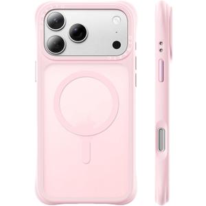 ORNARTO Magnetic for iPhone 17 Pro Max Case, 7X Military-Grade Drop Protection, Compatible with MagSafe, Slim Shockproof Translucent Matte Phone Case for iPhone 17 Pro Max 6.9", Chalk Pink