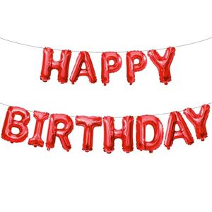 Happy Birthday Balloons Banner 16 Inch RED Foil Letters, Reusable Party Decorations Supplies for Women, Men, Boys & Girls Kids and Adults, Birthday Party Supplies