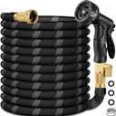 100 FT Non-Expandable Garden Hose, Lightweight Hose with 10 Function Spray Nozzle, Kink-Free Flexible Water Hose, Leak-Proof, 3/4'' Solid Connectors Garden Hose,Ultra Durable Garden Hoses