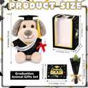 Hollowfly Graduation Dog Gifts Set Include Graduation Dog of 2026 Stuffed Animal with Cap and Gown, Artificial Flower, Graduate Gift Box with Window and Greeting Card for Him or Her(Black, Gold)
