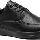 OrthoComfoot Men's Orthopedic Leather Dress Walking Shoes: Comfortable Plantar Fasciitis Fashion Sneakers with Arch Support, Casual Flat Feet Business Work Shoes for Foot and Heel Pain Relief (9.5, W1-black)