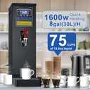 Commercial Hot Water Dispenser Commercial Water Boiler Electric Countertop Hot Water Machine Black 30L(8GAL)/Hour Step-heating Temperature Control 86-212F for Boba Tea Coffee Office Restaurant 1600W