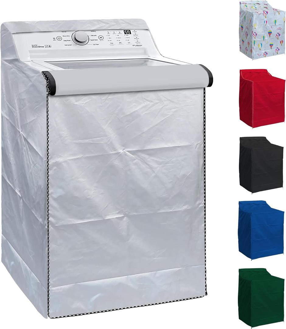 BlueStars Washing Machine Cover For Top-load - Premium Outdoor Protection For Most Washer Dryer Cover - W29x D28x H43 (Silver)