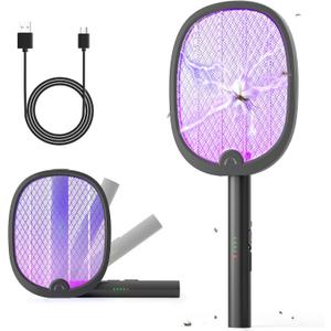 YISSVIC Electric Fly Swatter Foldable Bug Zapper Racket 2 in 1 Mosquito Killer with Attractant Light Rechargeable 1800mAh for Indoor Home Backyard Patio Camping
