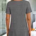 LONGYUAN Womens Tunic Tops 2026 Short Sleeve Shirts Summer Casual Tee Comfy Blouses (Gray, L)