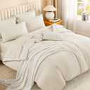 Litanika Bed in a Bag Queen Beige - 7 Pieces Queen Comforter Set Bedding Comforter Sets, Solid Fluffy Bed Set with Comforter, Sheets, Pillowcases & Shams