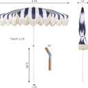 JONATHAN Y Mariner 6.5 ft. Striped Fringe Beach Umbrella, Navy/White, 78 inches diameter, 84 inches height