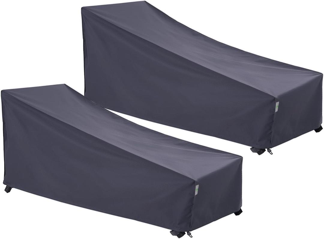 F&J Outdoors Waterproof UV Resistant Heavy Duty Patio Chaise Lounge Chair Cover, 2Pack, 84"Lx32"Wx34"H, Grey