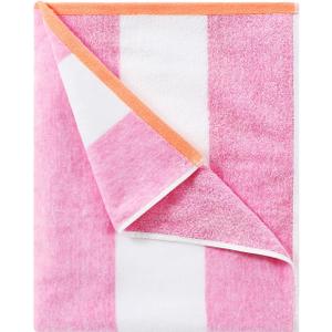 Cotton Oversized Beach Towel - Large 70 x 35 Inch Pool Towel, Rose Red Striped Quick Dry Swimming Cabana Towel