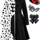 Mecamelon Girls Vintage Halloween Costume Dress Up Dalmatian Print Outfit, 7 Years 