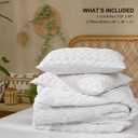 Tufted Boho King Size Comforter Set, 3 Pieces White Boho Bed Set, Farmhouse Shabby Chic Embroidery Bedding for All Seasons, Soft Jacquard King Bedding Set with Comforter  2 Pillow Shams
