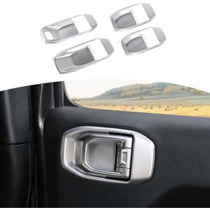 RT-TCZ for Jeep JL Inner Door Handle Bowl Cover Trim for Jeep Wrangler JL JLU Gladiator JT 2018-2024 Silver Interior Accessories 4pcs