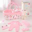 BABESIDE 8 Pcs Reborn Baby Doll Clothes with Bassinet for 17-22 Inch Baby Dolls, Baby Dolls Clothes Doll Accessories Set for Realistic Baby Dolls Girl (Not Doll)