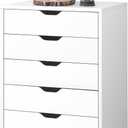 DEVAISE 5-Drawer Filing Cabinet Under Desk, Wood Storage file Cabinet with Wheels, White