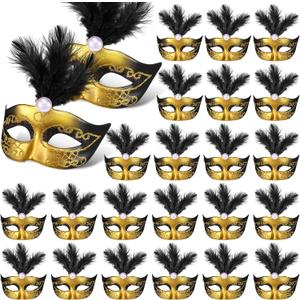 Charniol 24 Pcs Mini Mask Masquerade Small Masquerade Mask Dress Up Cake Topper Decor Mardi Gras Venetian Centerpiece Decor