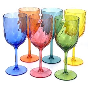 Yalin Set of 4 Unbreakable 12 oz Acrylic Plastic Wine and Water Tumbler Stackable Goblets. (Multicolor, 15 oz)