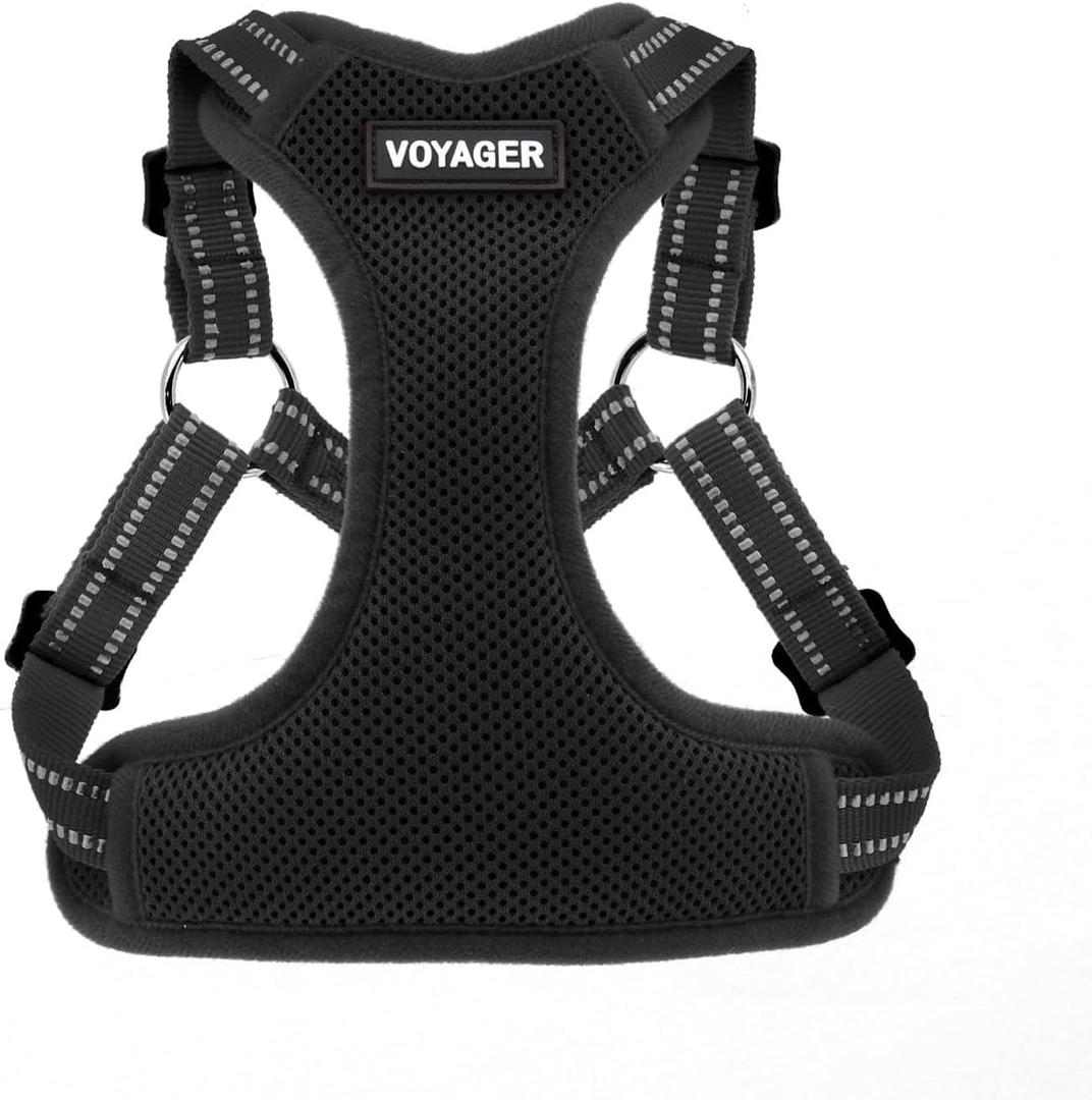 Best Pet Supplies Voyager Adjustable Dog Vest Harness Breathable No Pull Harness for Small, Medium, Large Dogs, Harness for Walking, Jogging, Easy Step-in, Reflective Stripes - Black, M (M (Chest: 17 - 21"))