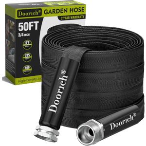 Garden Hose 50ft, Made of TPU(Not PVC), Ultra-Light & Flexible Water Hose, Non-Shrinking, Easy to Store, Drinking Water Safe Material, All-weather, Black