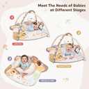 3-in-1 Baby Play Mat & Baby Seats for Infants for Sitting Up, Tummy Time Gym Activity Mat with 5 Detachable Toys, for Babies 0-6-12-18 Months, Newborn Babies Shower Gifts(Khaki)