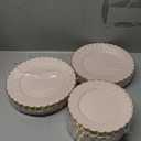 YOUBET 100PCS Pink Scalloped Plastic Plates - Heavy Duty Gold Disposable Fancy Hard Plates Include 50 Dinner Plate, 50 Dessert Plate, for Wedding & Party Mothers Day
