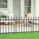 FOREHOGAR Decorative Metal Garden Fence 24 in H x 16 ft L,8 Panels + 9 Stakes Border Fence Panels Animal Barrier for Dogs, No Dig Garden Fencing for Yard Patio Flower Bed Lawn Outdoor,Black