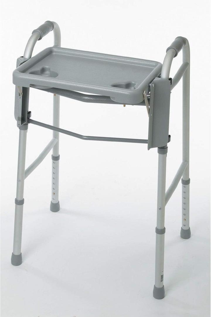 Medline Walker Flip Tray Table with 2 Cup Holders, Universal Tray for Standard Folding Walkers, Mobility Accessories for Home, Medical Equipment Accessories, Gray, 1 Count