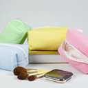 Makeup Bag Travel Cosmetic Bag for Women Cute Seersucker Cosmetic Pouch Small Preppy Makeup Purse Brushes Storage Organizer