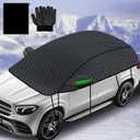 Car Windshield Snow Half Cover, Winter External Accessory for Snow and Ice, Sunroof Rain Cover, Summer Sun Shade, Essential Outside dust Cover, Protects Side Windows, All-Season use (157 in) (Oxford Fabric-XXL-(3.95))