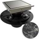 WEBANG 4 Inch Square Shower Drain Nickel Floor Drain with Flange Reversible 2-in-1 Cover Tile Insert Grate Removable SUS304 Stainless Steel CUPC Certified Brushed Nickel