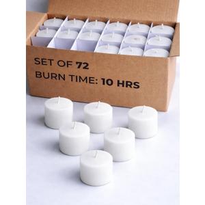 CANDWAX White Votive Candles Pack of 72 - Unscented Smokeless Long Lasting Small Candle Set - Ideal for Home Decor, Spa, Special Occasions, Dinners and Parties - Votive White Candles Bulk
