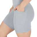 90 Degree By Reflex Womens High Waisted Biker Shorts with Side Pockets Workout Shorts Gray, 8 Inches