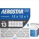Aerostar 12x12x1 MERV 13 - 6 Count - Pleated HVAC, Furnace & Air Conditioner Filters - Removes Bacteria, Dust, Cold & Flu Germs, Lint, Mold, Pet Dander, Allergy-Causing Pollen, Smog, Smoke & Viruses