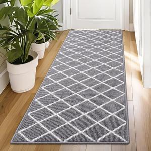 Finchitty Indoor Door Mat, Dirt Resistant and Absorbent, Low-Profile, Non-Slip, Washable Inside Floor Mats for Front Door, Back, and Entrance, 59" x 23", Grey