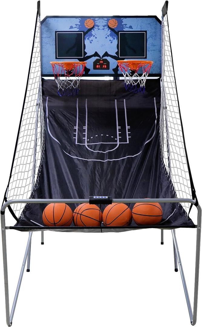 Nova Microdermabrasion Foldable Indoor Basketball Arcade Game Double Shot 2 Player W/ 4 Balls, Electronic Scoreboard and Inflation Pump (Blue/Black)