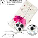 Case for iPhone 16 Pro, 3D Wallet Case PU Leather with[Card Holder][Kickstand][Wrist Strap][Magnetic Closure] Shockproof Flip Cover for iPhone 16 Pro Pink Flower YB-3D