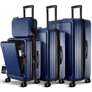 Hard Shell Luggage Sets with Spinner Wheels 4 Piece, Expandable Large Suitcases with TSA Lock, Travel Large Suitcase Set, Navy Luggage Set
