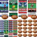 Realspring 24 Set Footballs Valentines Day Cards Gifts for Kids Classroom 24 Pcs Mini Foam Stress Football and 24 Pcs Class Exchange Card for Valentines Goodie Bag Stuffer School Sport Party Favors