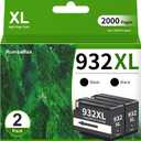 932XL Black Ink Cartridges High-Yield 2-Pack Replacement for HP 932 XL 932XL Ink Cartridges for OfficeJet 6600 6700 7510 7610 7612 6100 7620 7110 Printer Ink