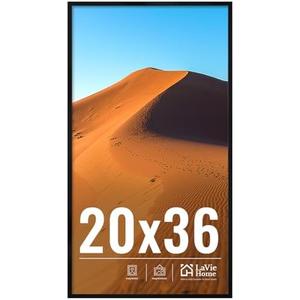 LaVie Home 20x36 Picture Frame for Wall Display, 20x36 Black Picture Frame with HD Plexiglas, 20 x 36 Poster Frame 1 Pack, Display Frame for Vertical or Horizontal, Classic Collection
