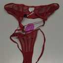 Avidlove Mesh Lingerie Sets for Women Sexy Cut Out Sheer 2 Pieces Bra and Panty Set Wireless Underwear (Medium, Burgundy Red)