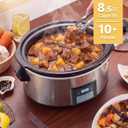 8.5 Qt Large Slow Cooker with Timer for 10+ People-Silver, 8.5 Quarts