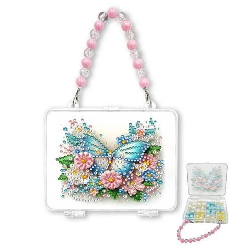 Sulunmo Diamond Painting Art Bags DIY Handbag 5d Handmade Double Design Diamond Painting Cosmetic Bags Bulk with Rhinestone Accessories for Women(Handbag-Butterfly-2)