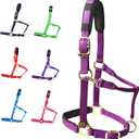 T TEKE Adjustable Horse Halters by Heavy Duty Soft Nylon, Padded with Anti-rubbing Waffle Neoprene on Both Crown & Nose (Purple), Size: Full (L)